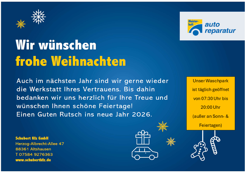 Bild Weihnachtsurlaub bei Schubert Kfz